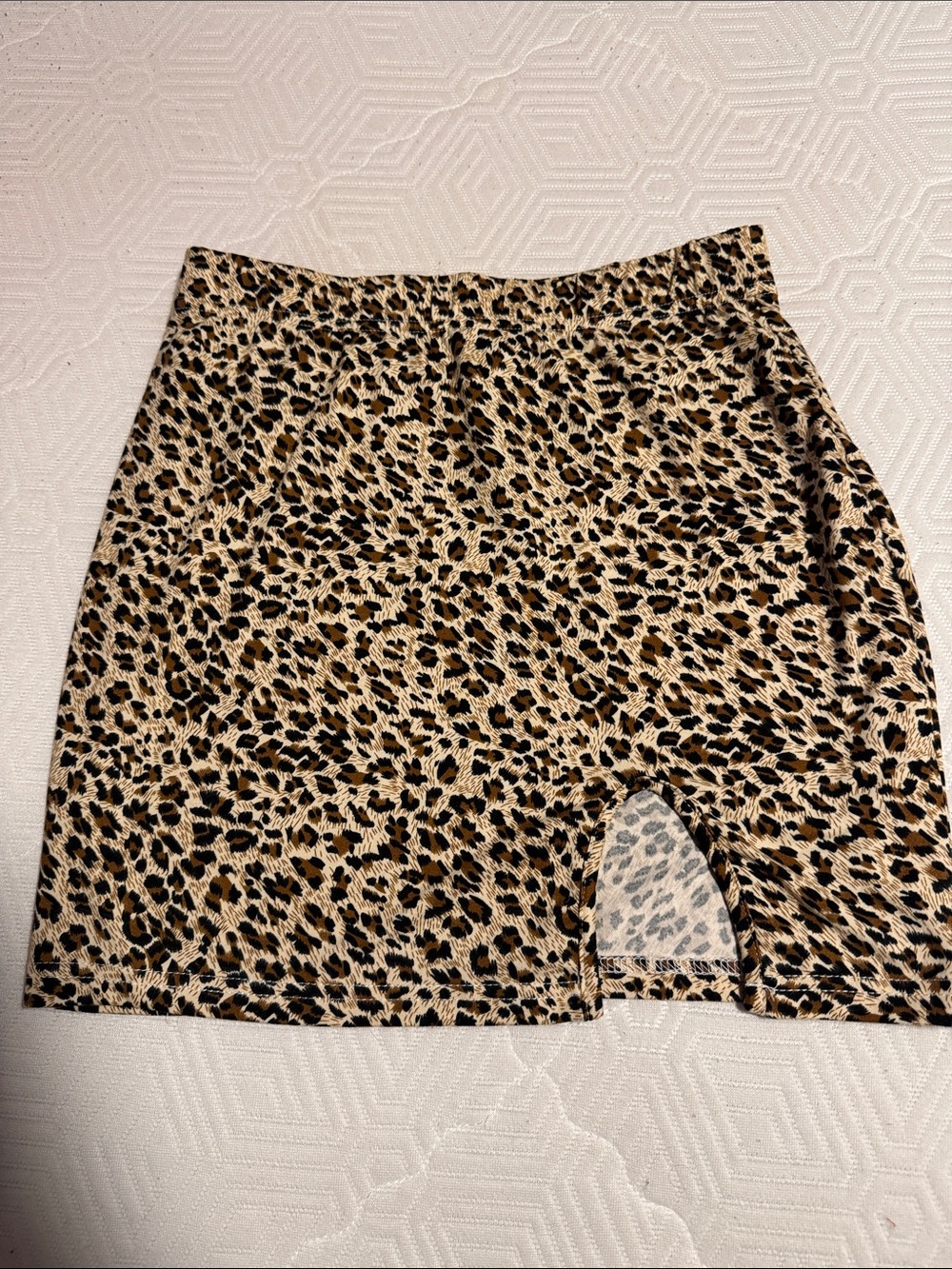 SHEIN Leopard Print Mini Skirt in Tan, Black, Brown